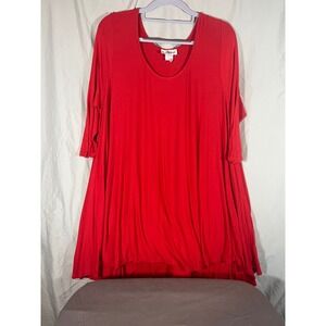 The Zigzag Stripe Red Tunic Top 3/4 Sleeve Swing Flare Women's XL